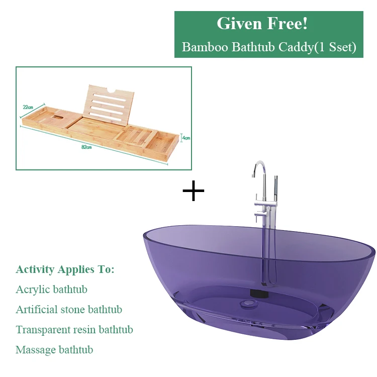 Solid Surface Bath Tub Bathtub Transparent Resin Cast Soaking Crystal Pure Colorful Polyester Modern Gua Freestanding Drainer
