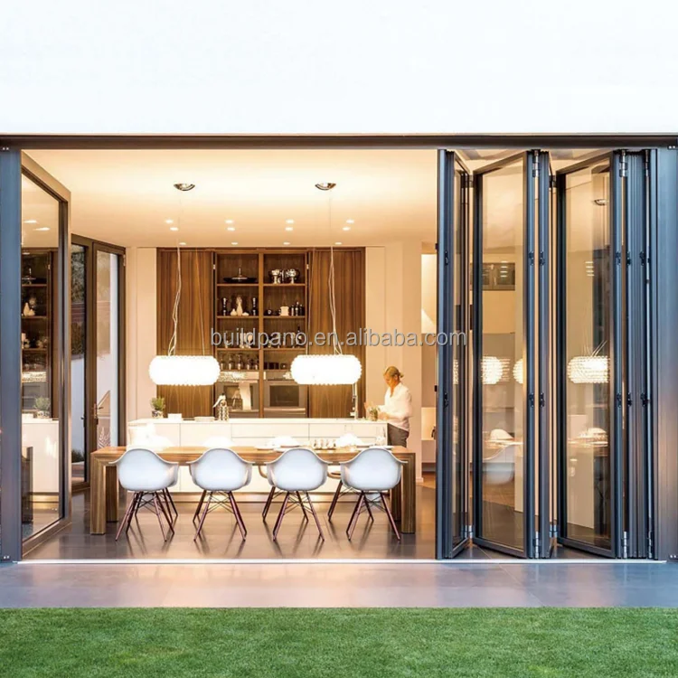 Supplier New Product Thermal Insulation Aluminium Glass Door Interior House Corner Glass Folding Door Aluminium Bifold Accordion