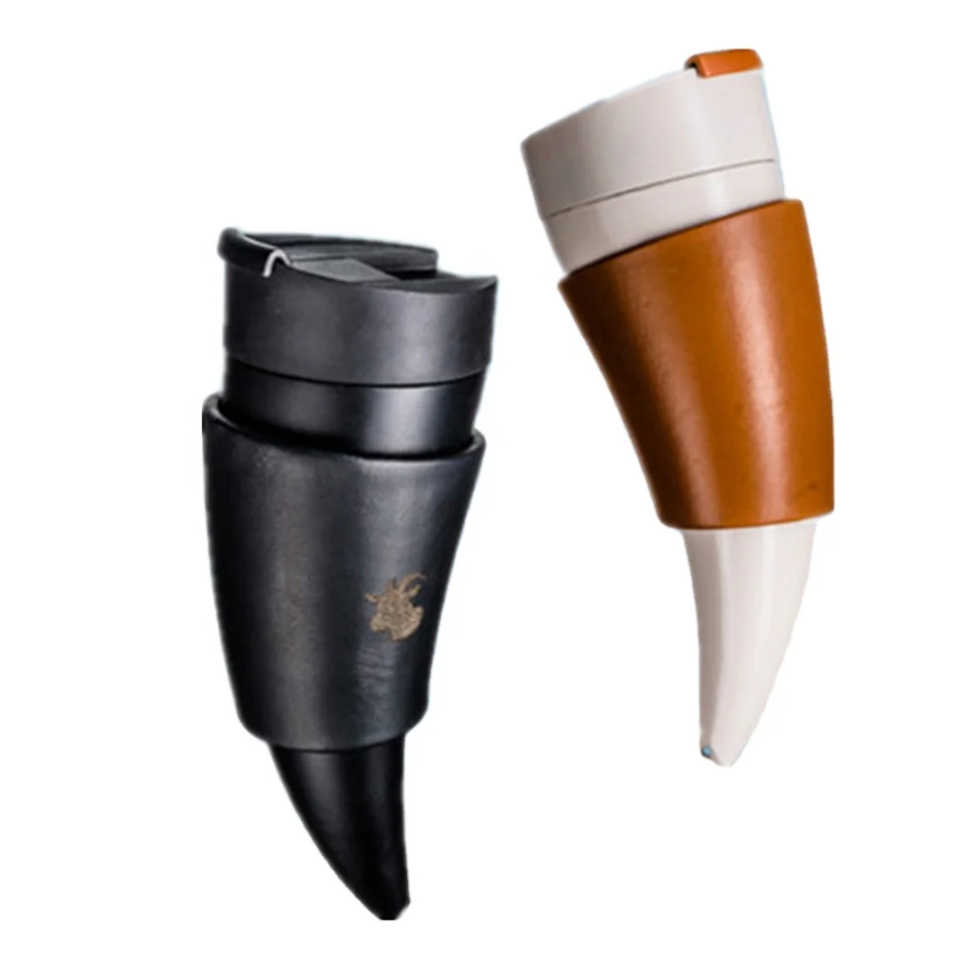 Hot Sell Therms Stainless Steel Liner Convenient Vacuum Cup Goat Horn Coffee Cup with Lid and Strap