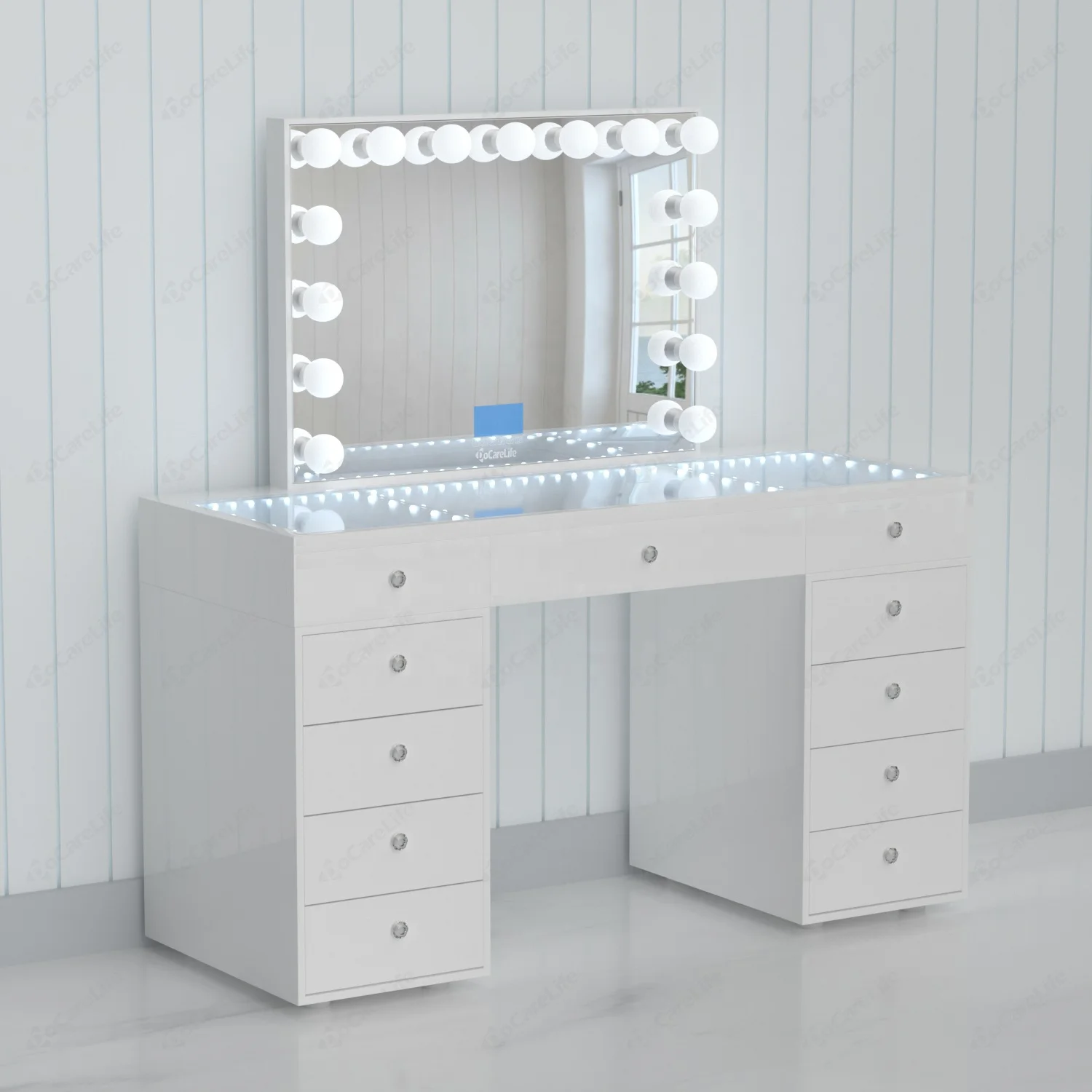 Stock on USA! Docarelife Home Modern Bedroom Sets Vanity Dressing Makeup Table Mirror with Lights