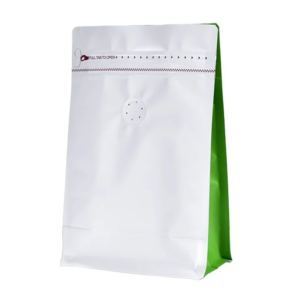 Paper Kraft Coffee Bag High Quality Custom Printed Flat Bottom Bag Packaging Coffee Bean Bag With Valve