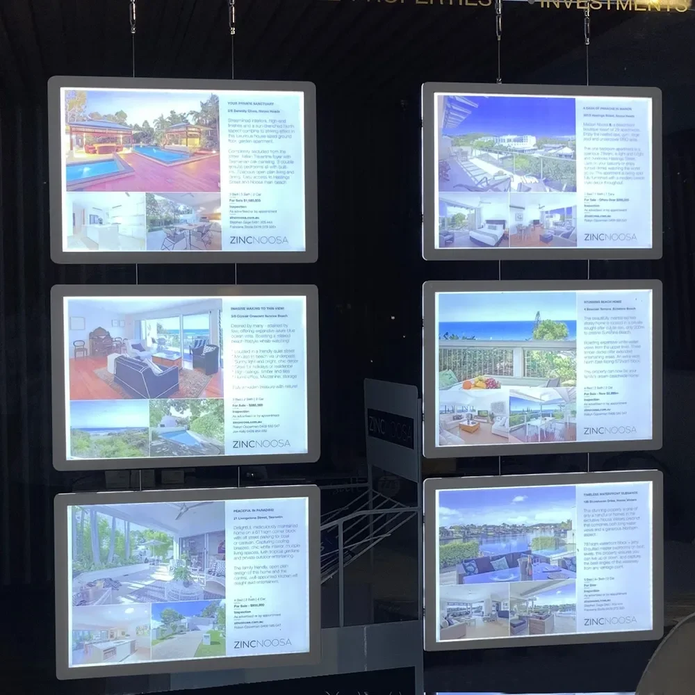 Подвесная светодиодная система отображения окон недвижимости двухсторонняя/односторонняя система светодиодный плакат световой короб