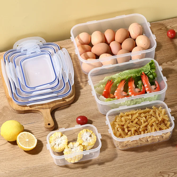 Large capacity Kitchen picnic food Storage Container microwave safe leakproof plastic crisper box 3PCS set