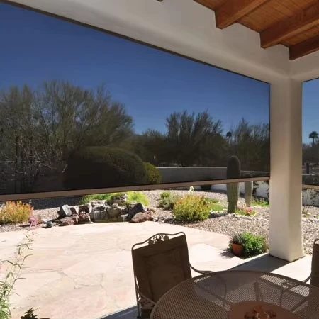 TOMA-Commercial Wind Screen Mesh  with 50% Transparency Fabric Motorized Windproof Roller Blinds