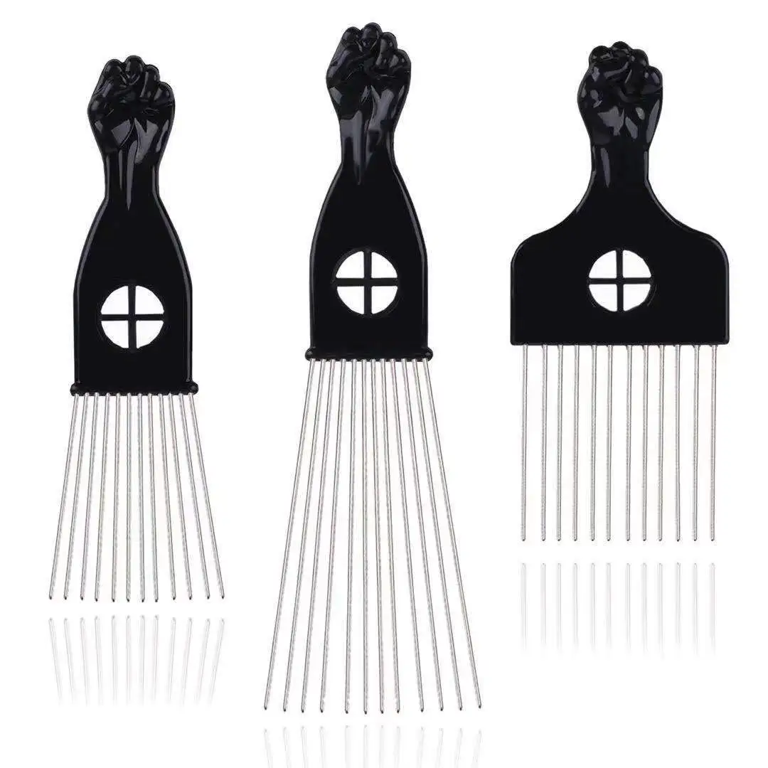 6 Pcs Metal Hair Pick Oil Comb Metal Teeth Anti-static Wig Braid  Detangle  Wide Tooth Afro Picks omb for Hair Styling