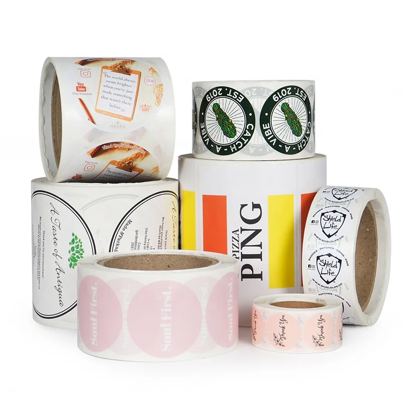 Custom stickers logo adhesive label printing sticker label round stickers roll