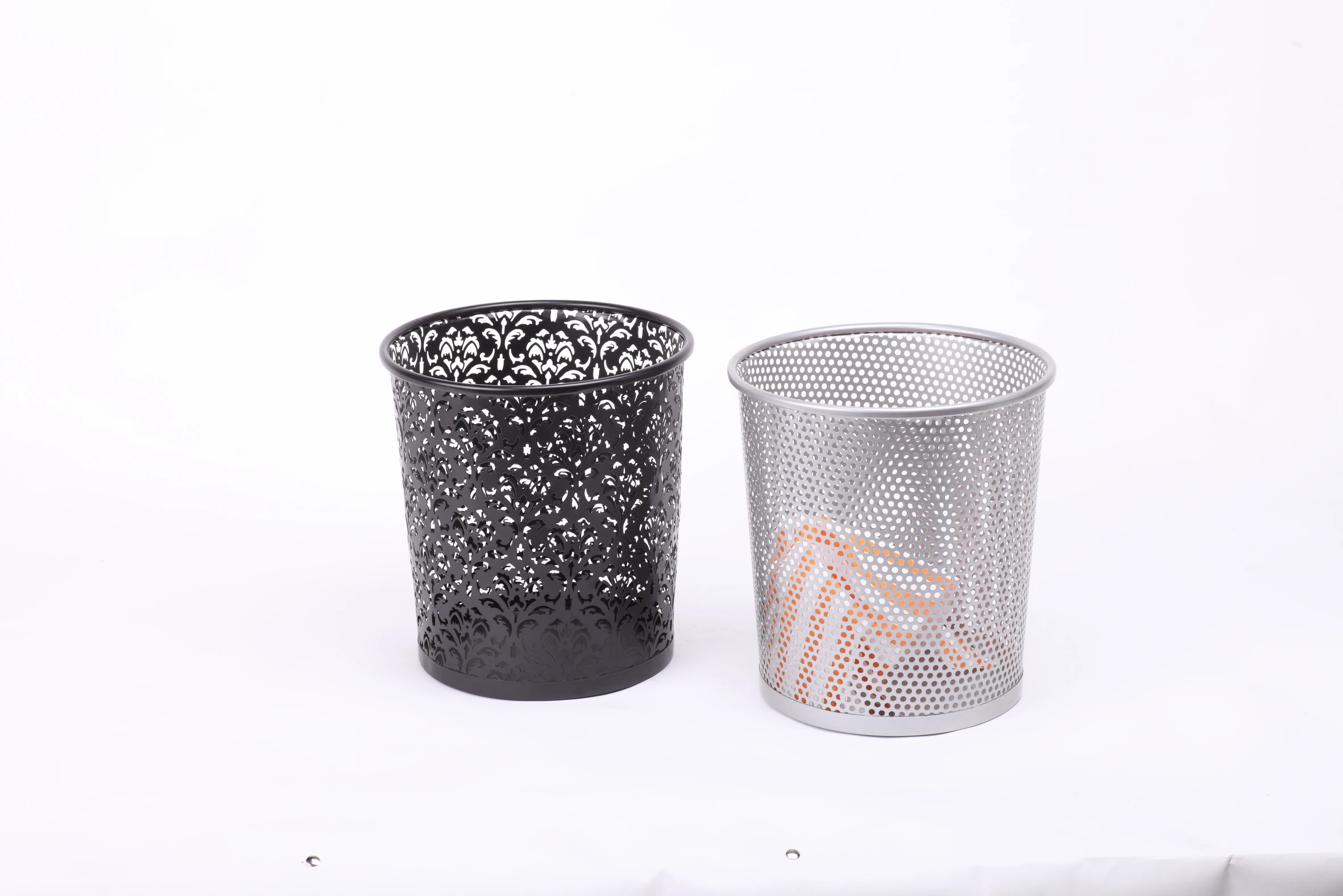 Hot sale rolling small trash bin metal for office/home papeleras de malla