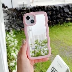cute wavy phone case for iphone 12 13 pro max case custom print logo pattern design mirror phone case