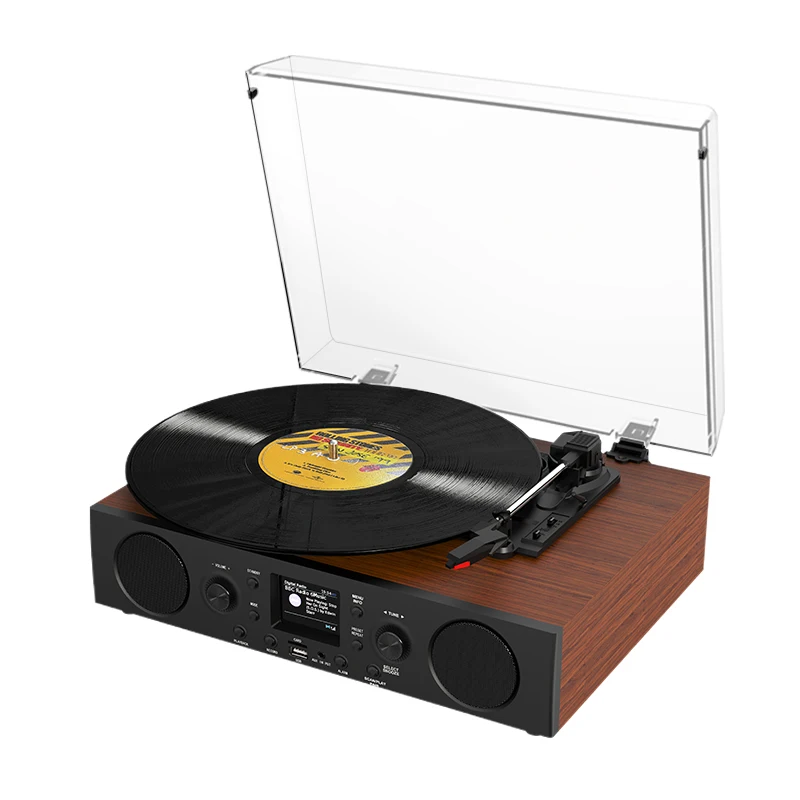 Factory New Design Home Audio Video Equipment Dab Fm Radio Cassette Cd Play Music Record Player Turntable