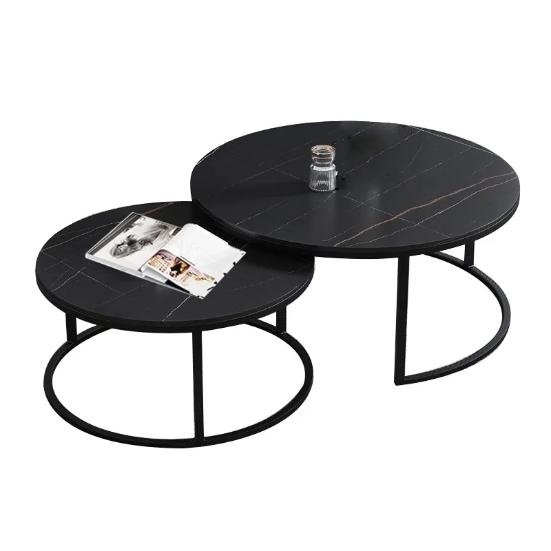Classic Living Room Multifunctional Coffee Tables Nesting Stacking Tables Round white Marble Coffee Table Set