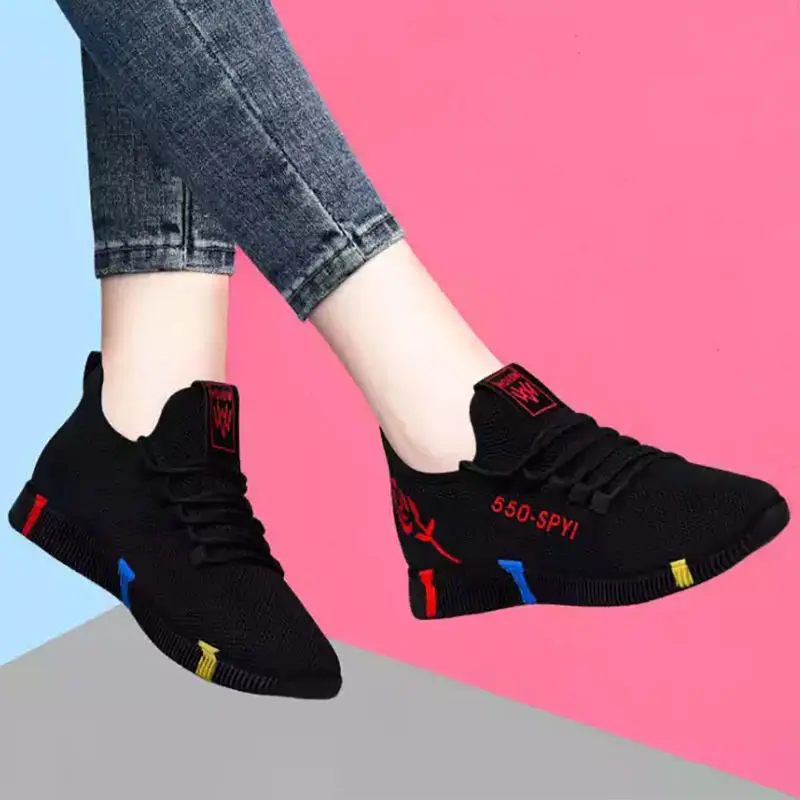 In Stock Factory Woman Cheap Breathable Custom Sock Shoes Walking Sports Shoes Ladies Wedge Sneakers