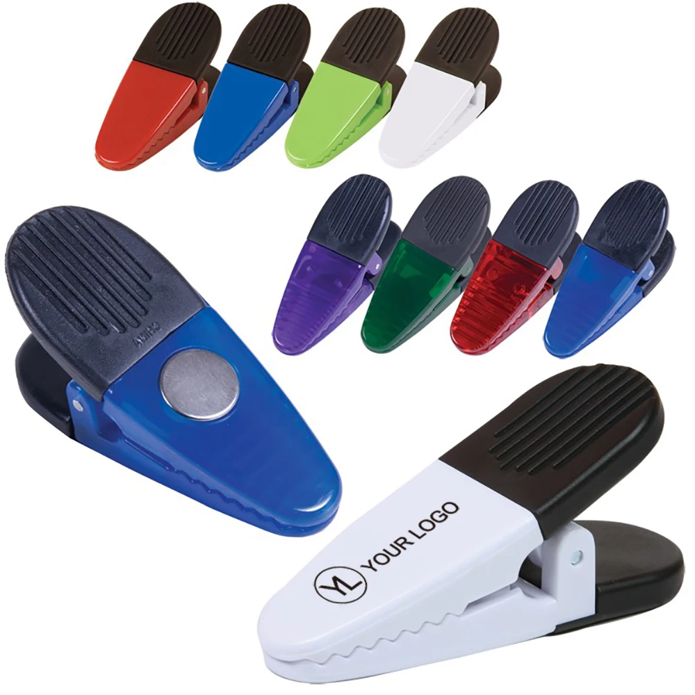 Kitchen Mini Magnetic Clips Holder For Refrigerator Clear Plastic Magnet Memo Holder A4 Paper Clip