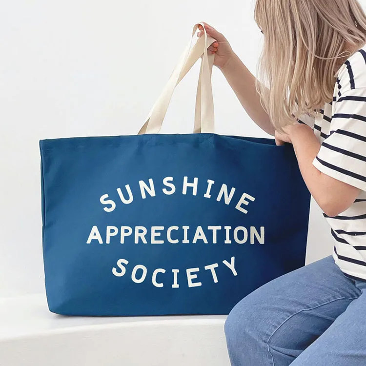 YASEN Customized Reusable Eco Friendly Shopping Tote Bag Oversized Printed Weekender Bag Giant Canvas Cotton Grocery Bag