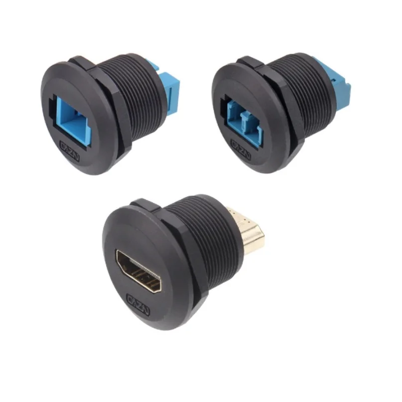 circular waterproof screw nut locking plate chassis panel mount duplex lc sc hdmi female to female connector adapter coupler