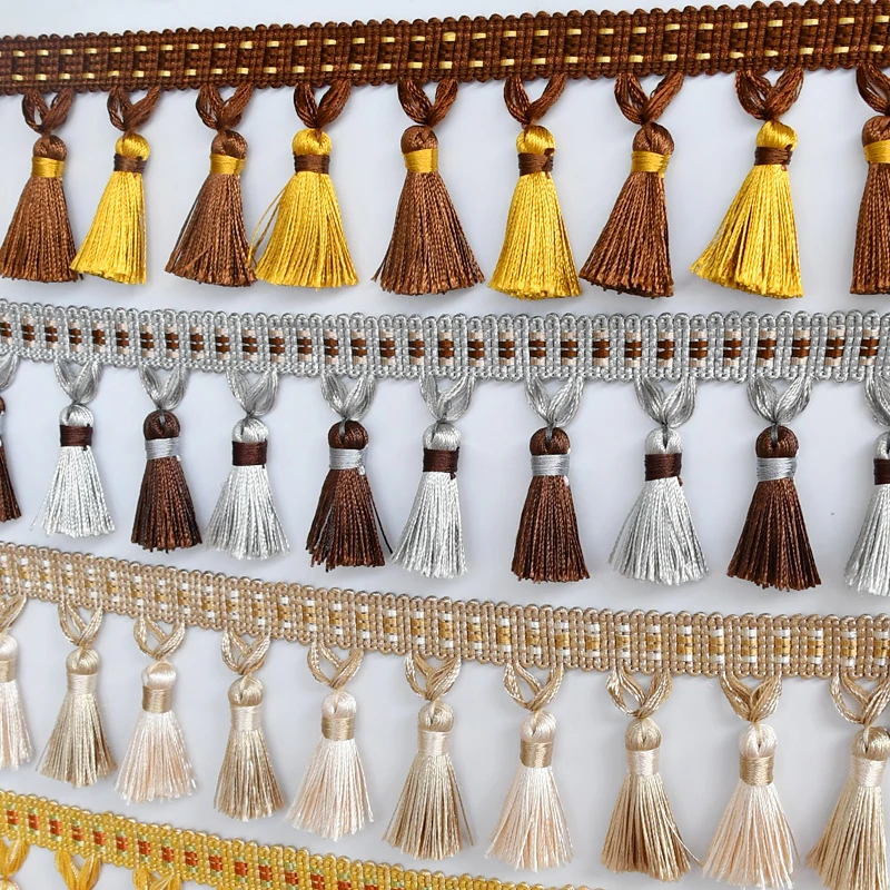 European-style full hanging curtain lace binding High Quality Decorative Fancy Oxford Beads Tassel Curtain Fringe Trims For Home