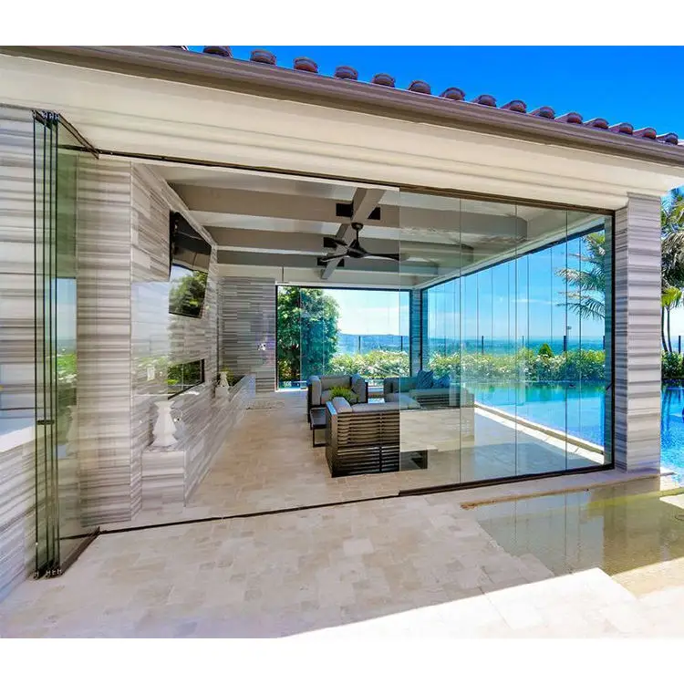 High Quality Low Price Glass Bifold Door Aluminum Folding Garden Folding Door Folding Glass Door Outside