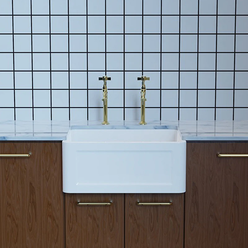 Popular Design CUPC Big Size White Ceramic Solid Surface Farmhouse Apron Front Kitchen Sink