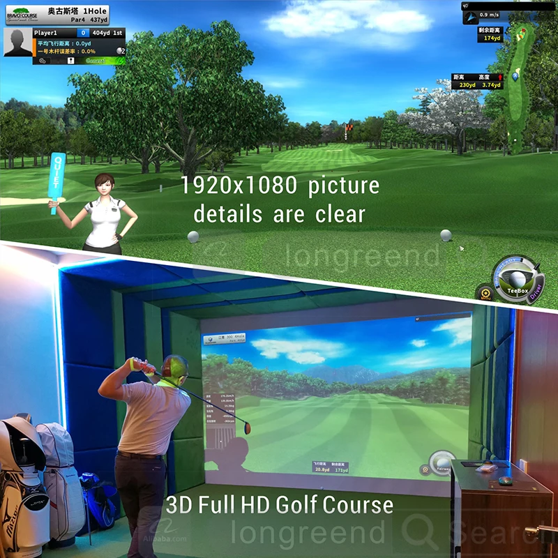LONGREEND High-end 3D golf clubhouse ring screen exercise swinger simulated golf indoor ring screen