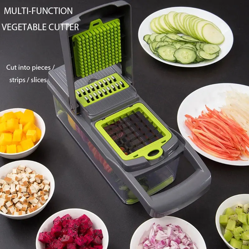 Multifunctional Vegetable Cutter Grater Dicer Cortador de Verduras 12 in 1 Kitchen Manual Fruit Vegetable Chopper Cutter Slicer
