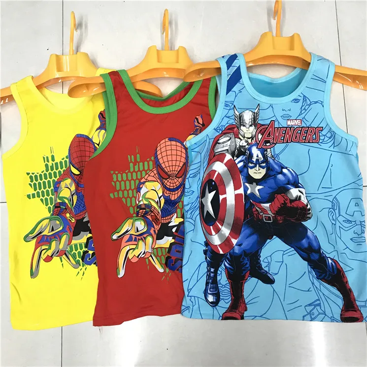 1.32 USD BY044 High quality 5-10 years old  Kids Tank Tops Slevessless carton Printed  cotton summer comfortable boy singlet