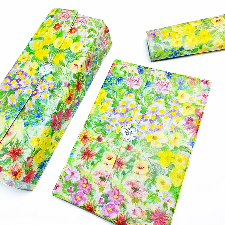 Monet Custom Logo Printed Pink Tissue Paper Shipping and Floral Gift Wrapping Tissue Paper 17 gsm