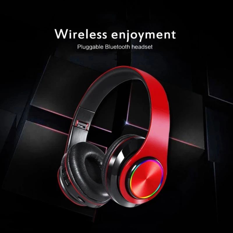 B39 Wireless Headphones Portable Folding Headset Mp3 Player With Microphone Led Colorful Lights Bt Headset With Uv