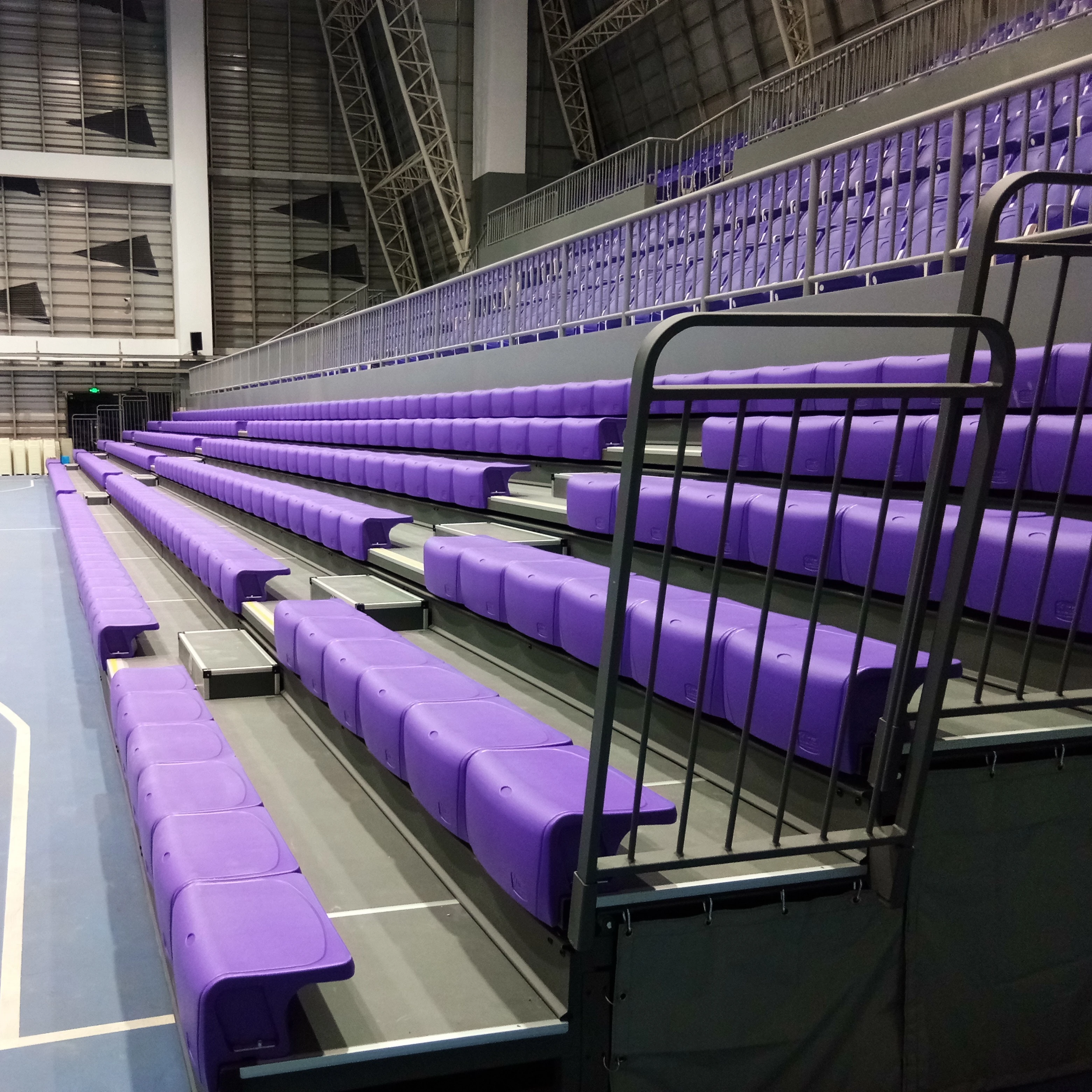 3-5 Rows Used Indoor Stadium Retractable Bleachers Seats Telescopic Seating System with Backrest