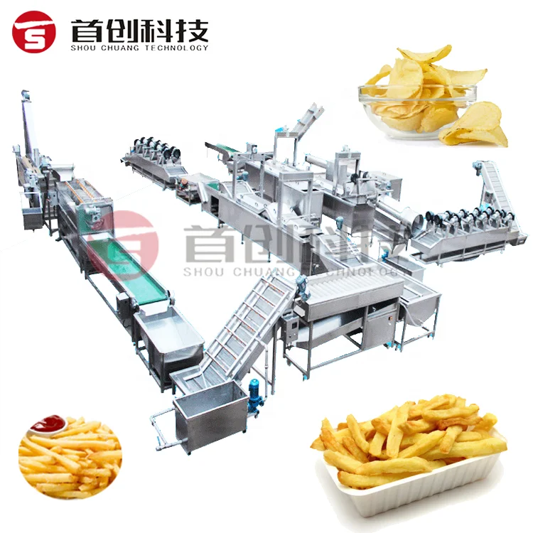 Industrial fully automatic potato frozen french fries production line / Potato chips making machine production line for sale
