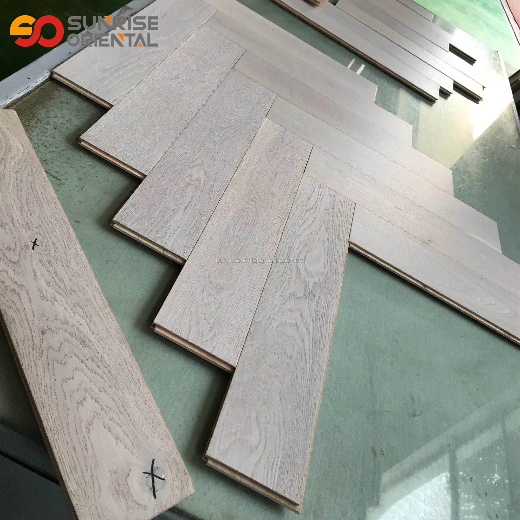 light stained chevron parquet engineered oak wood flooring