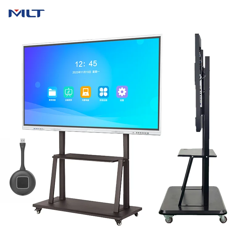 75 85 Inch Interactive Digital Smart Board OEM 4K Android OPS Flat Panel Infrared 10 Points Touch Screen Interactive Whiteboard
