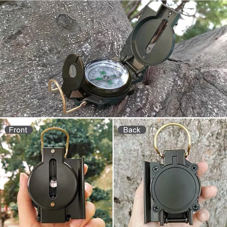 Multifunctional Compass Amy Green Waterproof Shakeproof Compass for Outdoor Camping Hiking