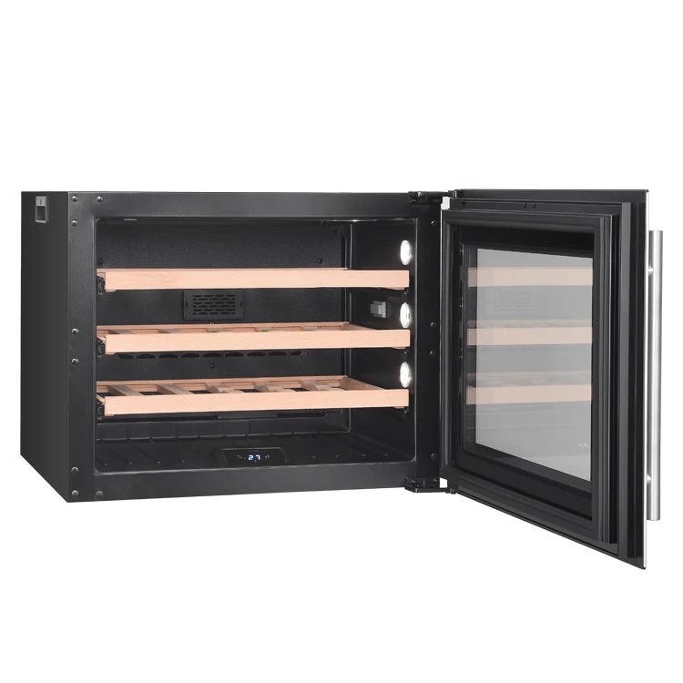 Embedded Single Zone Wine Cooler 24 Bottle Household Mini Wine Refrigerator LED Light 220 Electric Electronic Temperature White