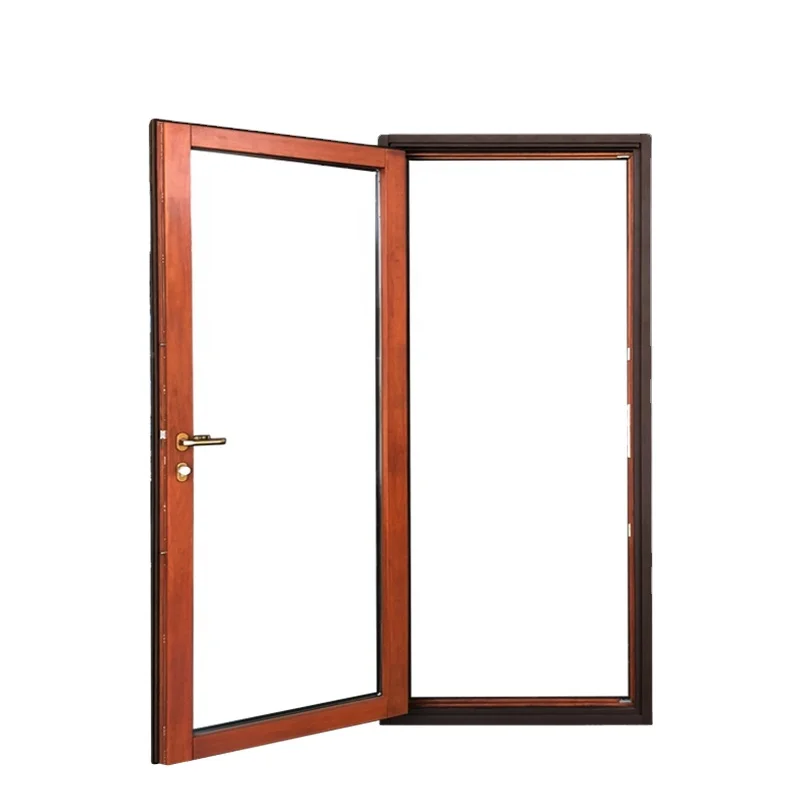 New design  french style Aluminum wood out swing   water proof  exterior patio doors