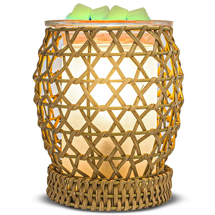 
2021 Handmade bamboo and rattan aromatherapy lampessential oil lamp for bedroom Fragrance Oil Night Light 