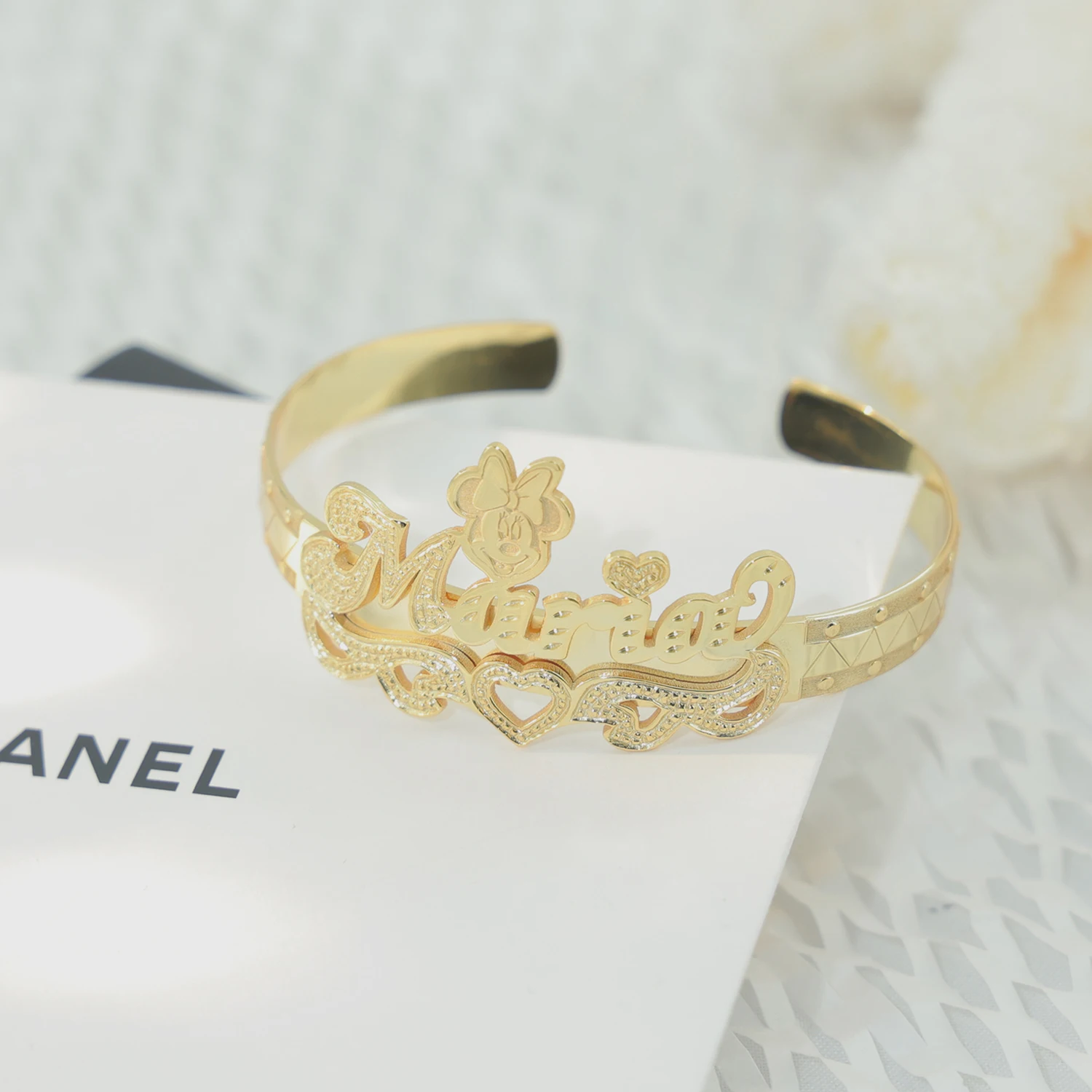 Luxury Women kids custom jewelry  18k Gold Bangles Personalize Letter Cartoon Bangle Adjustable Cuff Bracelets Fashion Jewelry