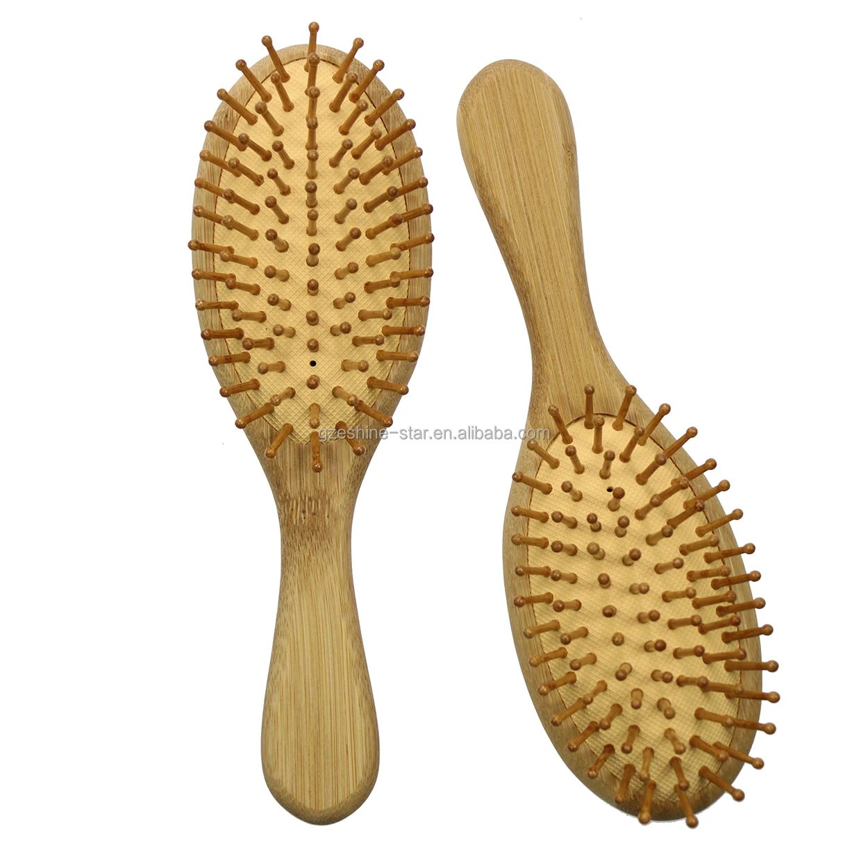 Eco-Friendly Natural Bamboo Bristles Wood Paddle Detangling Hairbrush for Massaging Scalp