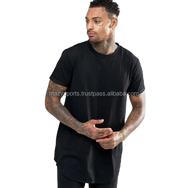 Оптовая продажа, низкая цена, новый дизайн для мужчин, облегающая футболка с круглым подолом и длинными линиями в стиле хип-хоп, спортивная одежда для тренировок и бега, летние футболки