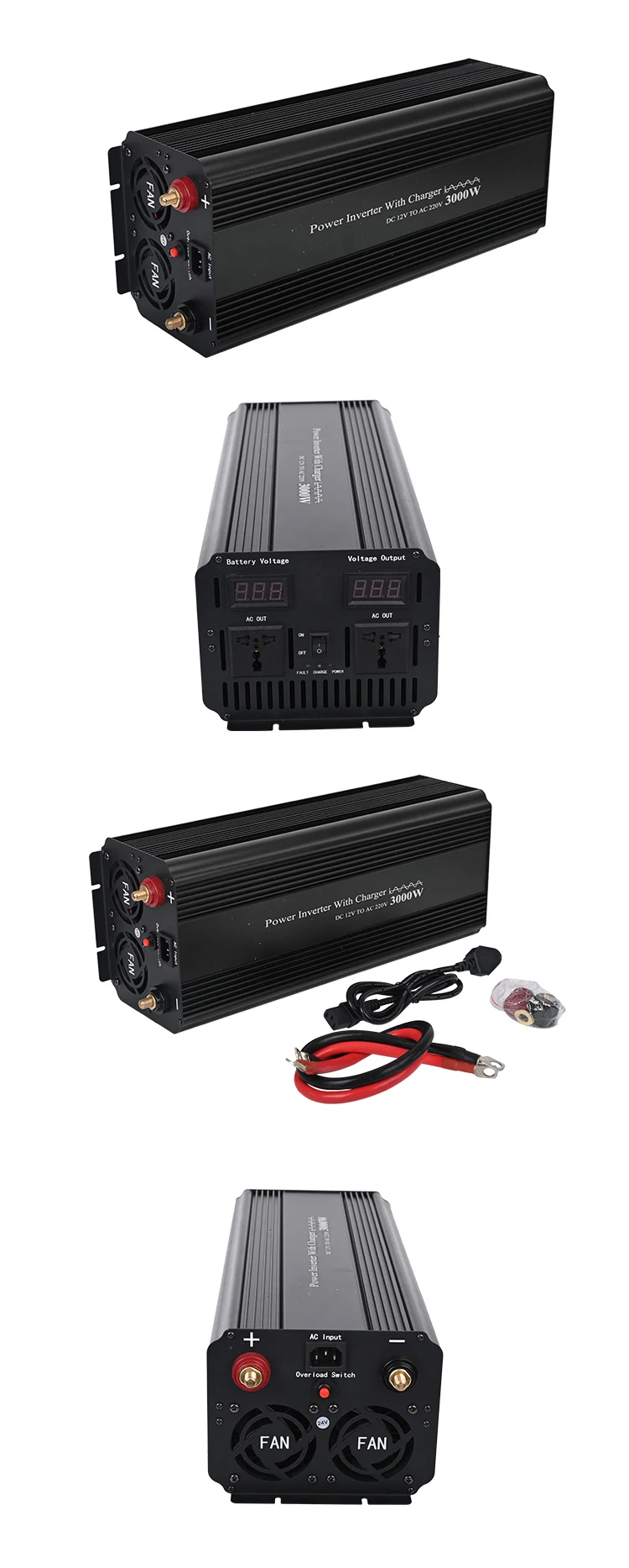 Off-grid ups feature 110 V 120 V 220 V 1 KVA 3 KVA LED display power inverter dual LED display dual AC port inverter