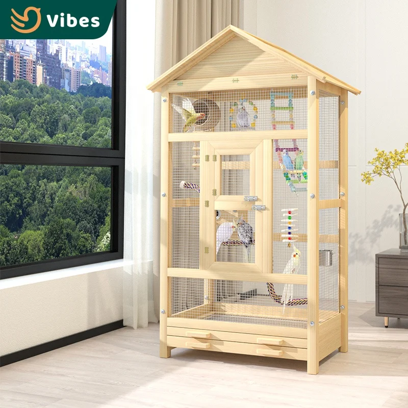 Beautiful Designs Wooden Garden Bird Cage Large Size Hand Made Wooden Cage For Parrot