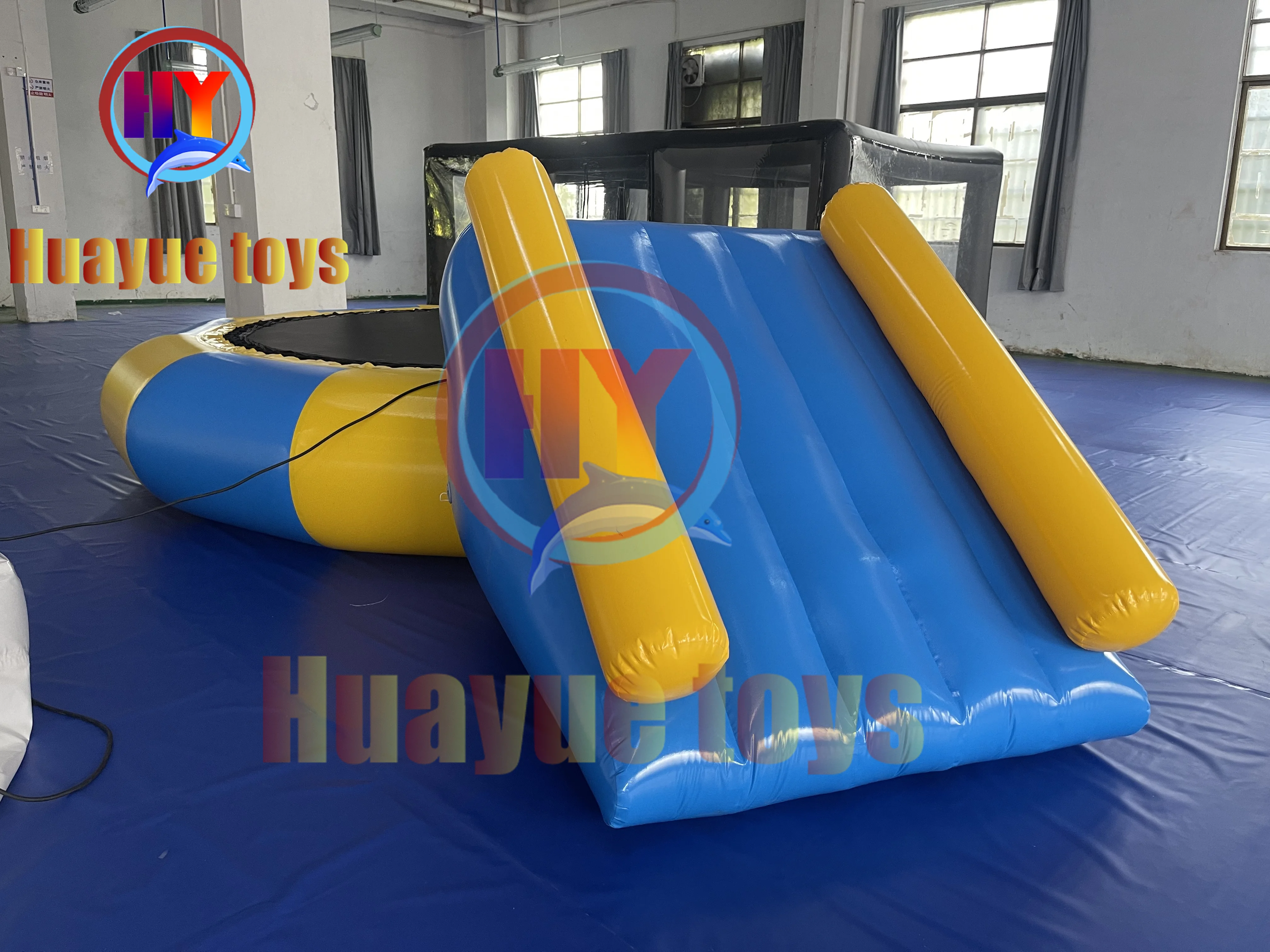 Family Swimming Pool Inflatable Water Park With Inflatable Water Trampoline And Slide