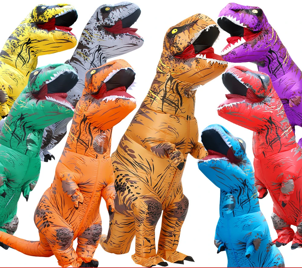 Realistic Cosplay Dinosaur Inflatable Suit for Halloween Funny Doll Suit for Family Party and Holidays for Children and Adult