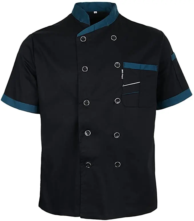 Chaqueta Hombre Chef Coat White Jacket Cook Restaurant Hotel Work Waiter Sushi Uniform Short Sleeves Summer for Women Men Black