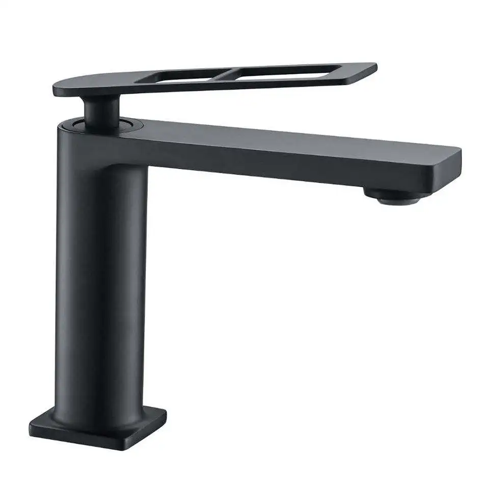 Modern  Deck Mounted Single Hole Matt Black Finish Brass Single Lever Basin Water Faucets