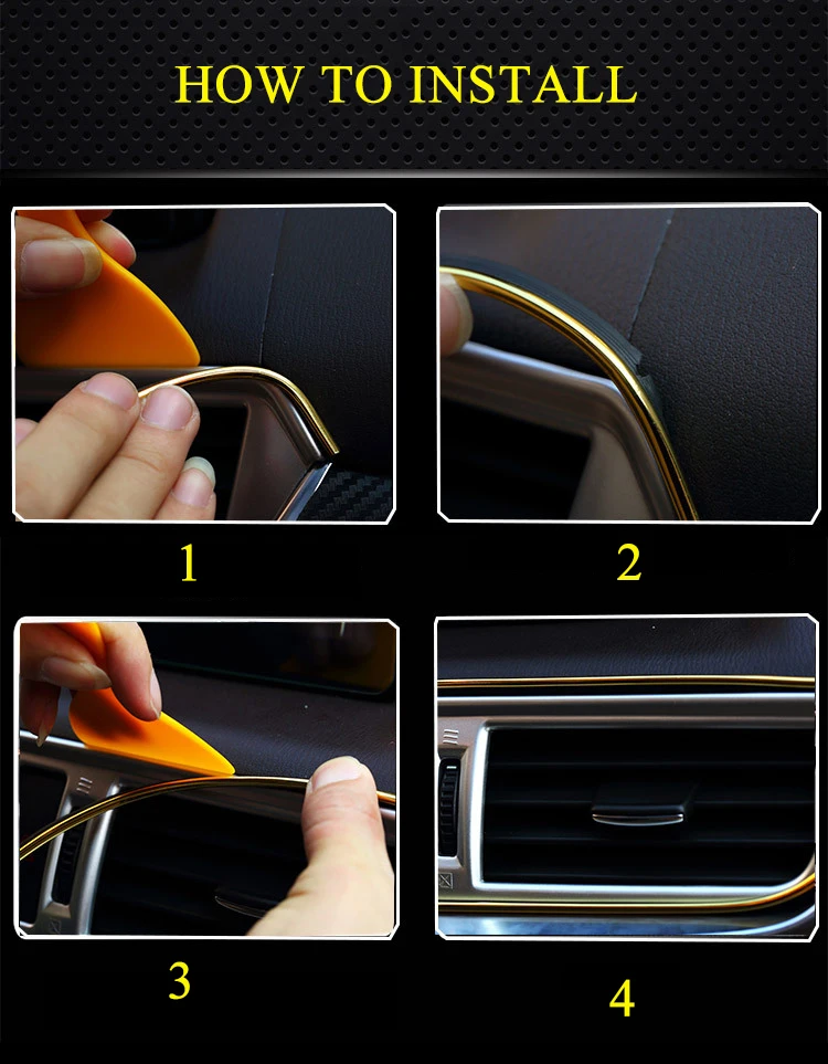 PUERXIN 5M Universal Auto Door Gap Edge Seal Line Trim Strips Dashboard Car Interior Moulding Trim Decoration Strip