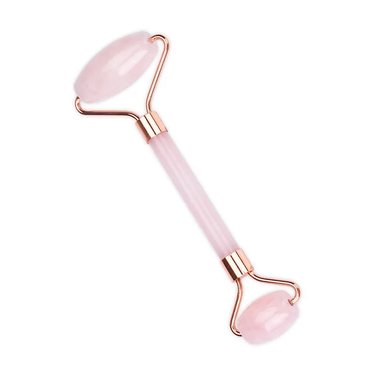 Factory Supply  High Quality  Gemstone Face Roller Pink Roller Gua Sha  Ser Real Jade Roller Rose Quartz  For Face Massage