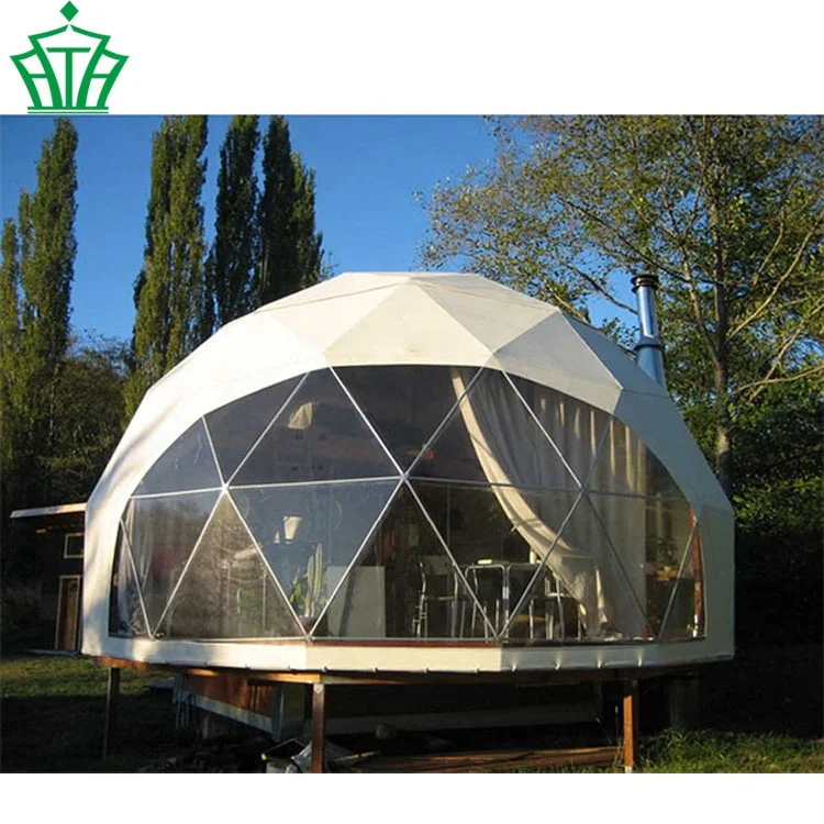 Steel Frame 6m Diameter Eco Transparent Roof Covers Half Geodesic Dome Shape Tent