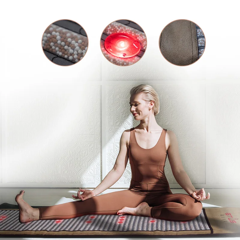 BTWS High End Eco Leather Adjustable Jade Stone Heated Floor Mat Yoga Detoxification Slimming Infrared Sauna Mat