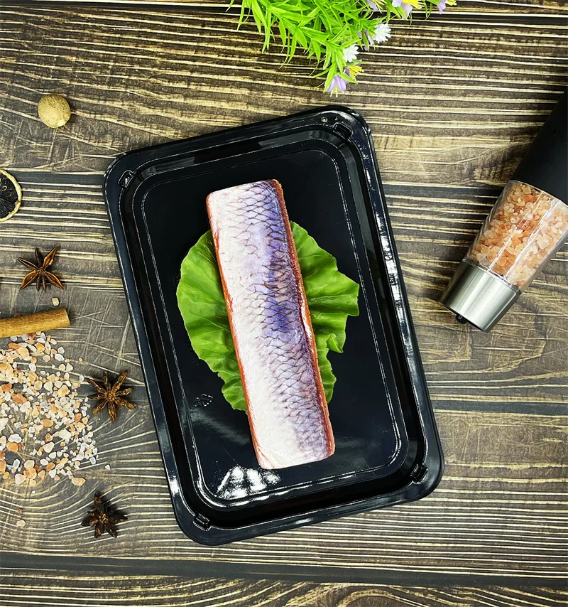 Disposable food tray PP black packaging plastic food  tray for supermarket display