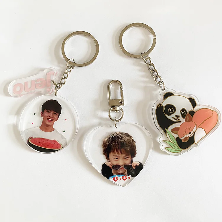 Wholesale round shape transparent acrylic keychain blank with tassel for DIY