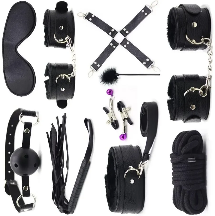 Wholesale Sex Play Slave Play Eye Mask BDSM Cuff Fetish Bondage All Pain Tools 10 Sex Toy Kits For Couples